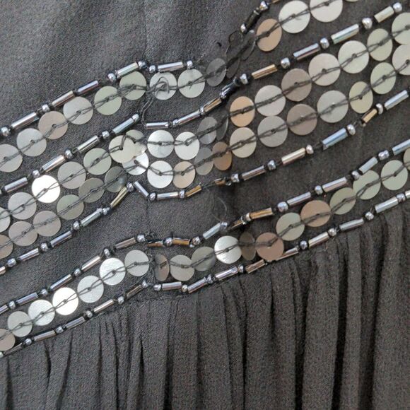 Adrianna Papell Evening Black Silk Beaded Strapless Dress size 12 - Picture 9 of 15